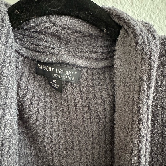Barefoot Dreams CozyChic Lite Long Weekend Cardigan waffle knit 1X grey/blue - Picture 4 of 4